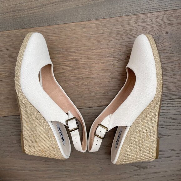 Dune London Karley E Slip On Buckle Close Wedge Espadrille Sandals Cream 40 - Picture 4 of 13